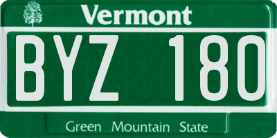VT license plate BYZ180