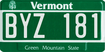 VT license plate BYZ181