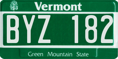 VT license plate BYZ182