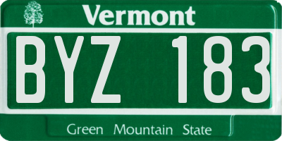 VT license plate BYZ183