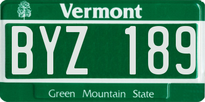 VT license plate BYZ189