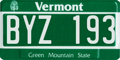 VT license plate BYZ193