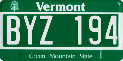 VT license plate BYZ194