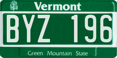 VT license plate BYZ196