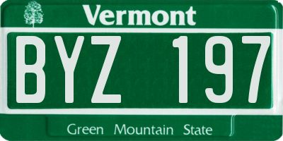 VT license plate BYZ197