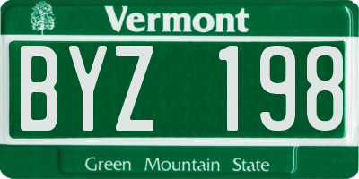 VT license plate BYZ198
