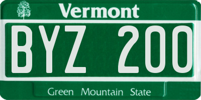 VT license plate BYZ200