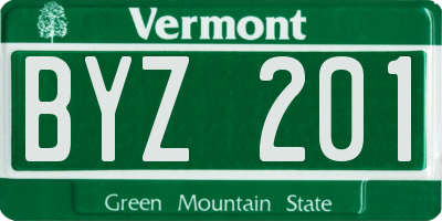 VT license plate BYZ201