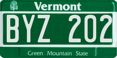 VT license plate BYZ202
