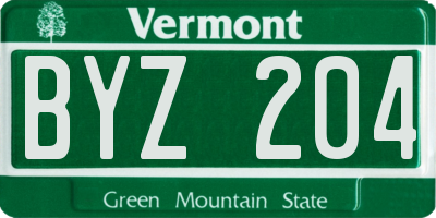 VT license plate BYZ204