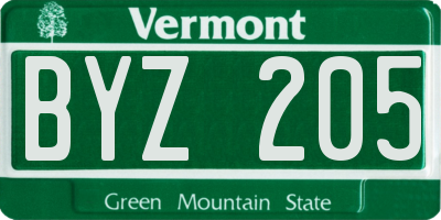 VT license plate BYZ205