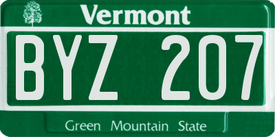 VT license plate BYZ207