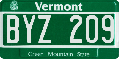 VT license plate BYZ209