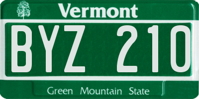 VT license plate BYZ210