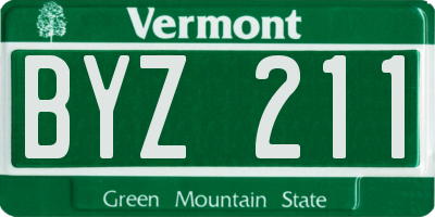 VT license plate BYZ211