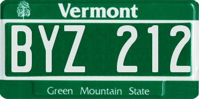 VT license plate BYZ212