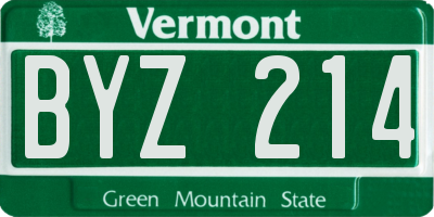VT license plate BYZ214