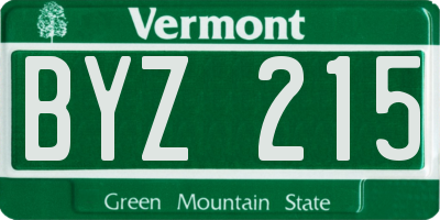 VT license plate BYZ215