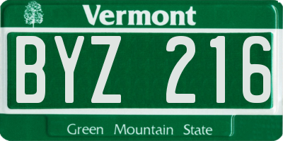 VT license plate BYZ216