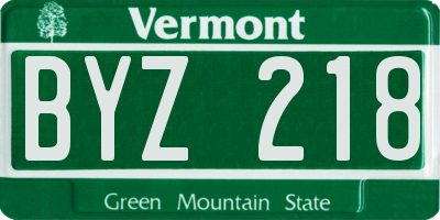 VT license plate BYZ218