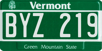 VT license plate BYZ219