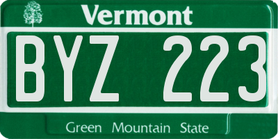 VT license plate BYZ223