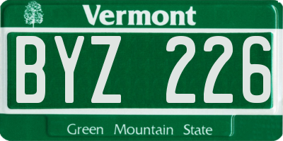 VT license plate BYZ226
