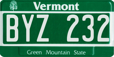 VT license plate BYZ232