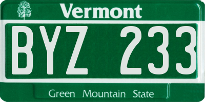 VT license plate BYZ233