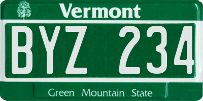 VT license plate BYZ234