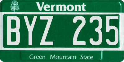 VT license plate BYZ235
