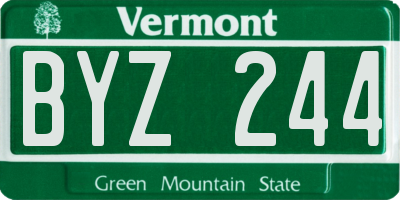 VT license plate BYZ244