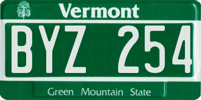 VT license plate BYZ254
