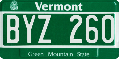 VT license plate BYZ260