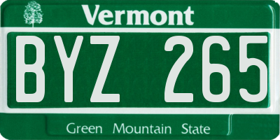 VT license plate BYZ265