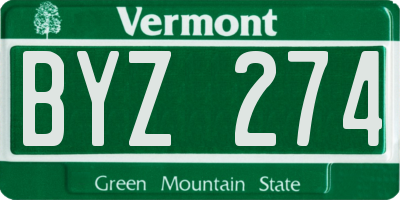 VT license plate BYZ274
