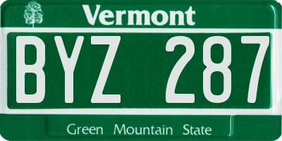 VT license plate BYZ287