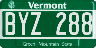 VT license plate BYZ288
