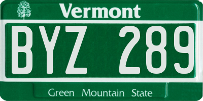 VT license plate BYZ289