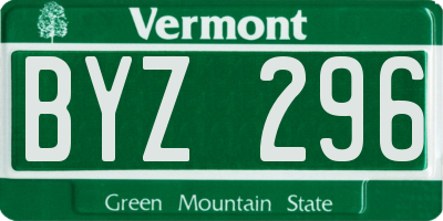 VT license plate BYZ296