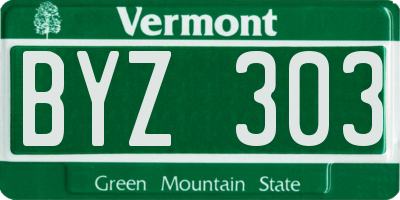 VT license plate BYZ303