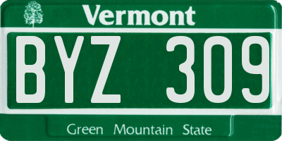 VT license plate BYZ309