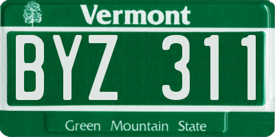 VT license plate BYZ311