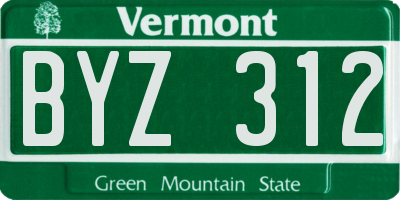 VT license plate BYZ312