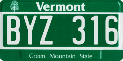 VT license plate BYZ316