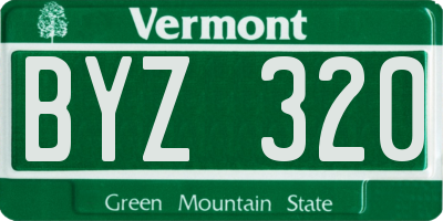 VT license plate BYZ320
