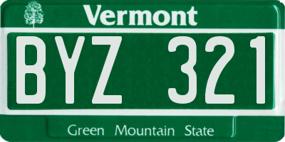 VT license plate BYZ321