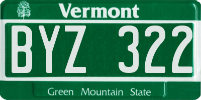 VT license plate BYZ322