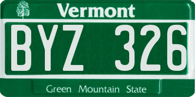 VT license plate BYZ326