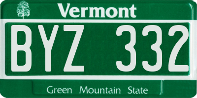 VT license plate BYZ332